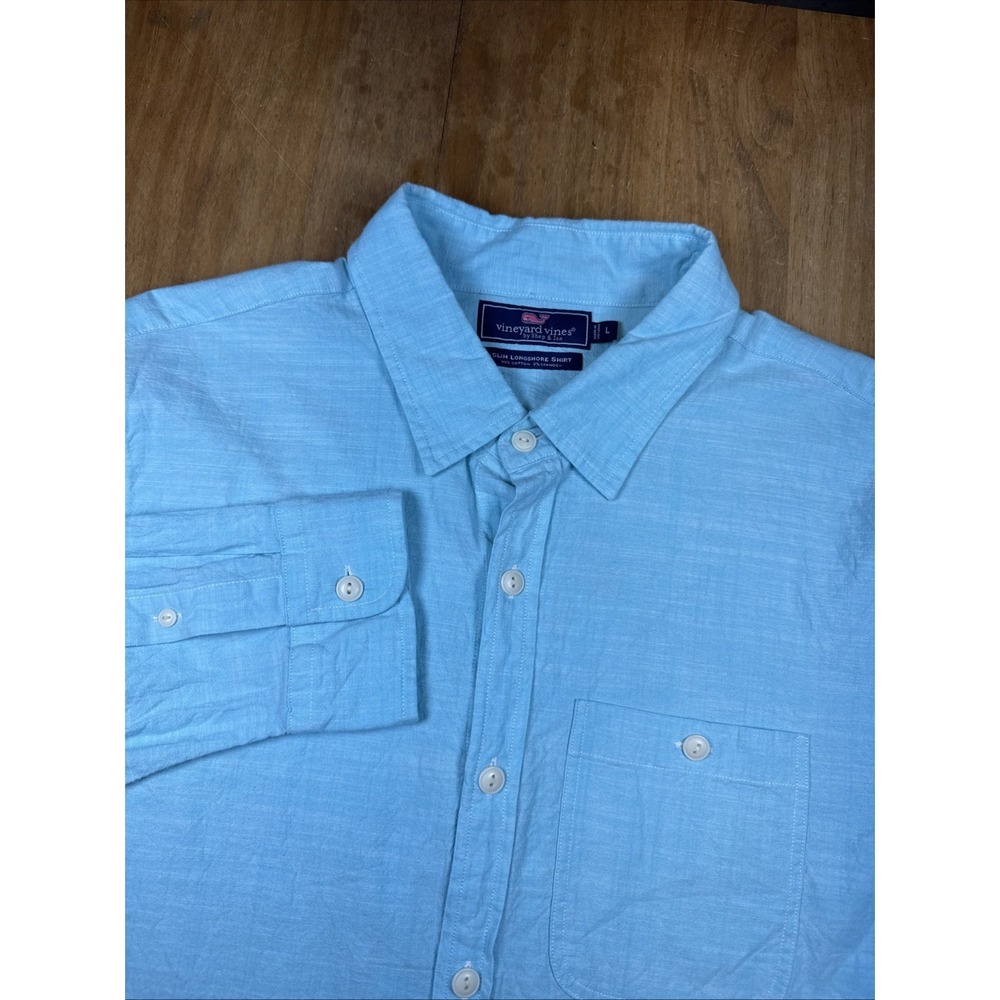 Vineyard Vines Slim Fit Longshore Shirt Long Sleeve Men's L Blue Preppy Casual